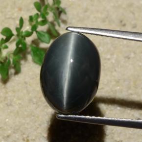 6.85 ct Black Quartz Cat's Eye Gemstone, Quartz Cat's Eye Gem in Oval Cabochon Shape for Sale.