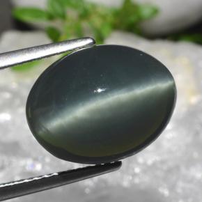 Quartz Cat's Eye Gemstone in 13.4 x 10.3 mm Size for Sale, Quartz Cat's Eye Stone in Green Color