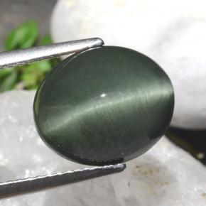 Quartz Cat's Eye Gemstone in 12.5 x 10.6 mm Size for Sale, Quartz Cat's Eye Stone in Green Color