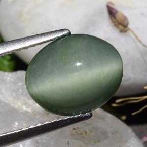 Quartz Cat's Eye Gemstone in 10.8 x 8.8 mm Size for Sale, Quartz Cat's Eye Stone in Green Color