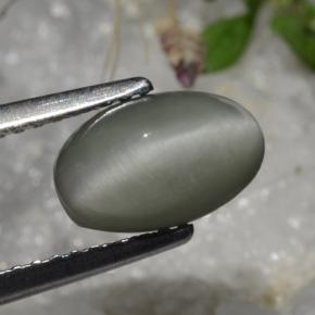 Quartz Cat's Eye Gemstone in 9.3 x 5.9 mm Size for Sale, Quartz Cat's Eye Stone in Green Color