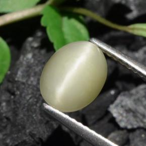 1.93 ct Cream Quartz Cat's Eye Stone, Natural Quartz Cat's Eye in Oval Cabochon Shape for Sale