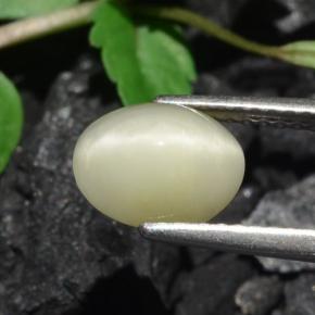 Quartz Cat's Eye Gemstone in 8.6 x 6.5 mm Size for Sale, Quartz Cat's Eye Stone in Cream Color