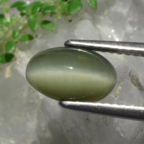 Quartz Cat's Eye Gemstone in 9.4 x 5.9 mm Size for Sale, Quartz Cat's Eye Stone in Green Color