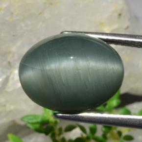 Quartz Cat's Eye Gemstone in 13.6 x 10.6 mm Size for Sale, Quartz Cat's Eye Stone in Green Color
