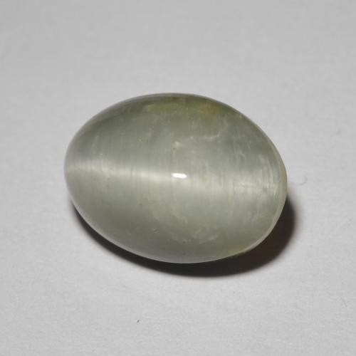 3.65 ct Gray Quartz Cat's Eye Stone, Natural Quartz Cat's Eye in Oval Cabochon Shape for Sale