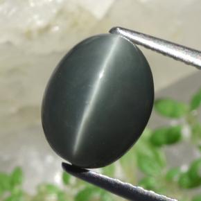 2.63 ct Green Quartz Cat's Eye Gemstone, Quartz Cat's Eye Gem in Oval Cabochon Shape for Sale.