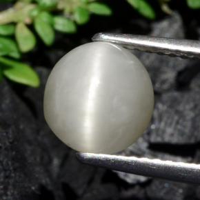2.79 ct Cream Quartz Cat's Eye Gemstone, Quartz Cat's Eye Gem in Oval Cabochon Shape for Sale.