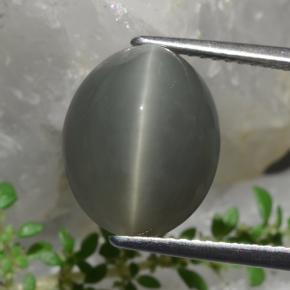 8.58 ct Green Quartz Cat's Eye Gemstone, Quartz Cat's Eye Gem in Oval Cabochon Shape for Sale.