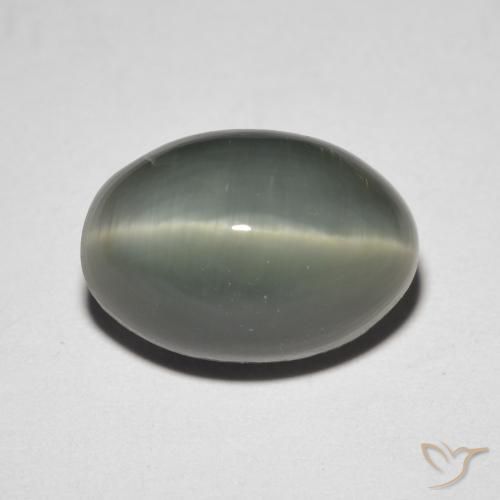 4.76ct Natural Greenish Grey Quartz Cat's Eye, Oval, Opaque