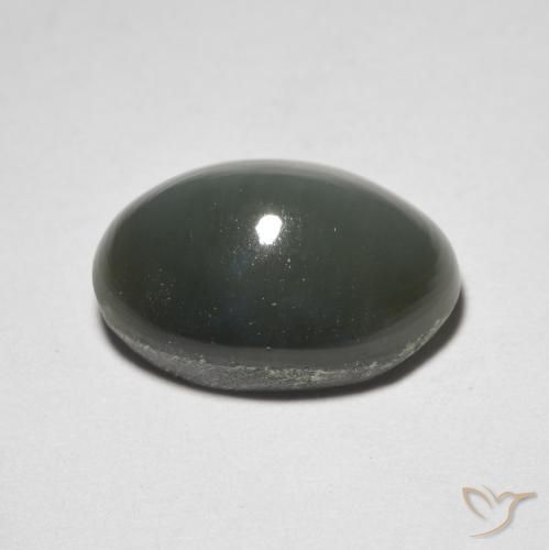 Quartz Cat's Eye Gemstone in 12.1 x 8.5 mm Size for Sale, Quartz Cat's Eye Stone in Greenish Grey Color