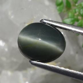 Quartz Cat's Eye Gemstone in 8.1 x 6.6 mm Size for Sale, Quartz Cat's Eye Stone in Green Color