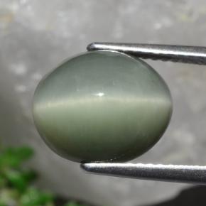 Quartz Cat's Eye Gemstone in 12 x 10 mm (calibrated) Size for Sale, Quartz Cat's Eye Stone in Medium Green Color