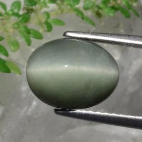 Quartz Cat's Eye Gemstone in 10.5 x 8.2 mm Size for Sale, Quartz Cat's Eye Stone in Green Color