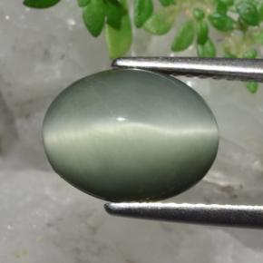 Quartz Cat's Eye Gemstone in 10.9 x 8.4 mm Size for Sale, Quartz Cat's Eye Stone in Green Color