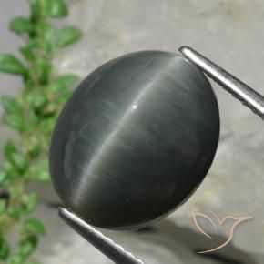8.57 ct Gray Quartz Cat's Eye Stone, Natural Quartz Cat's Eye in Oval Cabochon Shape for Sale