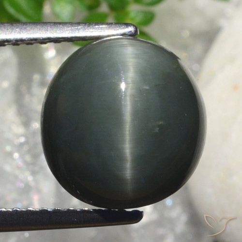 Oeil de Chat Quartz Ovale en damier des États-Unis 6,82 ct, dimension 10,7 x 10,2mm, pureté Opaque , pierre gemme naturelle Non traité, 1 pièce Oeil de Chat Quartz de couleur Gris foncé, dureté Mohs de 7 convient aux bijoux de tous les jours, pierre de sagesse, Photo A