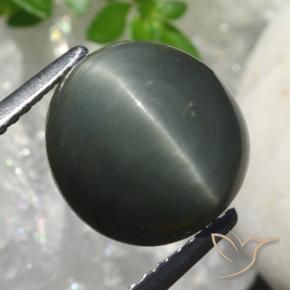 6.82 ct Gray Quartz Cat's Eye Stone, Natural Quartz Cat's Eye in Oval Cabochon Shape for Sale