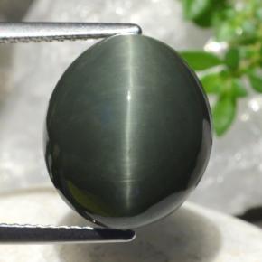 9.95 ct Gray Quartz Cat's Eye Gemstone, Quartz Cat's Eye Gem in Oval Cabochon Shape for Sale.