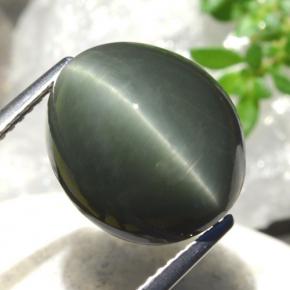 9.95 ct Gray Quartz Cat's Eye Stone, Natural Quartz Cat's Eye in Oval Cabochon Shape for Sale