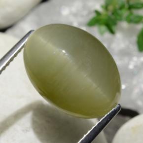 9.05 ct Yellow Quartz Cat's Eye Stone, Natural Quartz Cat's Eye in Oval Cabochon Shape for Sale
