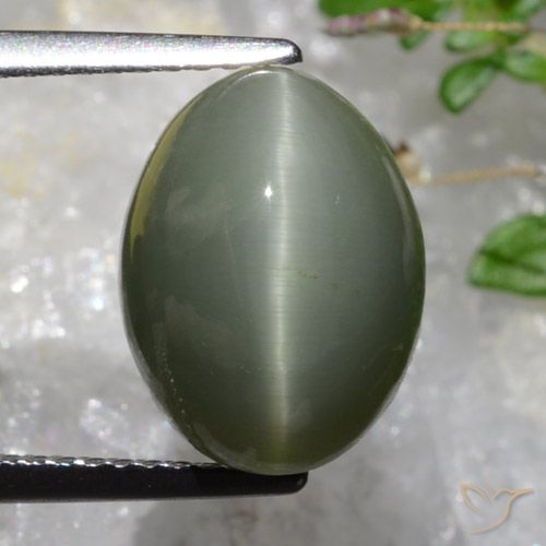 6.37 ct Oval Quartz Cat's Eye, 12.3 x 9.2 mm From Sri Lanka, Photo A