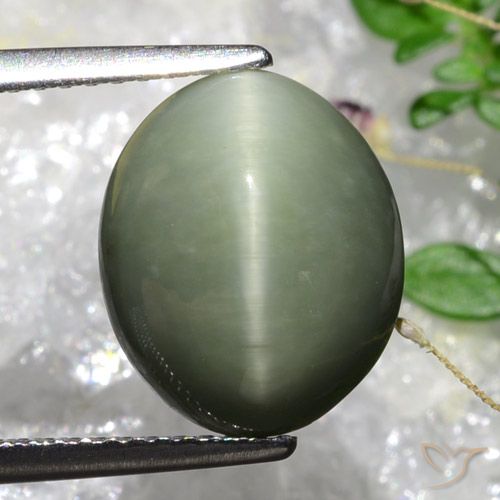 5.84 ct Oval Quartz Cat's Eye, 12 x 10 mm From Sri Lanka, Photo A