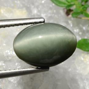 Quartz Cat's Eye Gemstone in 12.1 x 8.5 mm Size for Sale, Quartz Cat's Eye Stone in Green Color