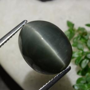 10.28 ct Green Quartz Cat's Eye Stone, Natural Quartz Cat's Eye in Oval Cabochon Shape for Sale