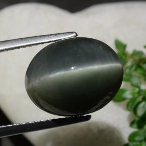 Quartz Cat's Eye Gemstone in 13.8 x 10.9 mm Size for Sale, Quartz Cat's Eye Stone in Green Color