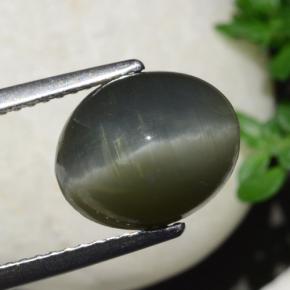 Quartz Cat's Eye Gemstone in 11 x 9 mm (calibrated) Size for Sale, Quartz Cat's Eye Stone in Steel Grey Color