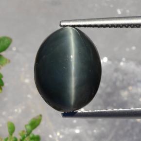 7.99 ct Green Quartz Cat's Eye Gemstone, Quartz Cat's Eye Gem in Oval Cabochon Shape for Sale.