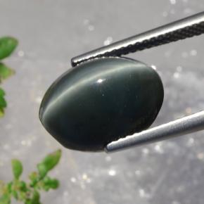 Quartz Cat's Eye Gemstone in 13.4 x 10.3 mm Size for Sale, Quartz Cat's Eye Stone in Green Color