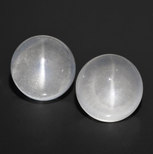 White Quartz Cat's Eye Gem - 6.6ct Round Cabochon (ID: 562788)
