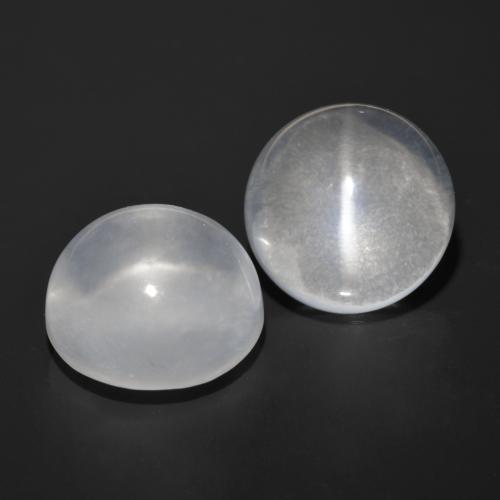 13.12 ctw White Quartz Cat's Eye Stones, Natural Quartz Cat's Eye in Round Cabochon Shape for Sale