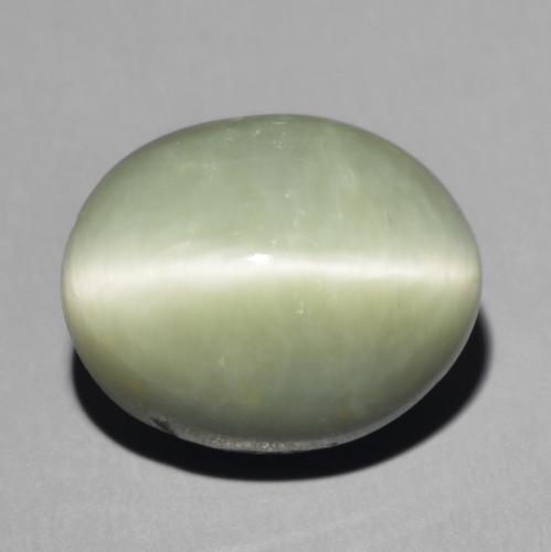 Cuarzo Ojo de Gato Verde Cabujón Óvalo de 11,7 x 9,4mm de Sri Lanka, peso de 5.82 ct, piedra preciosa natural No tratado en claridad Opaco, Cuarzo Ojo de Gato de 1 pieza - Color: Verde grisáceo, dureza Mohs de 7 Adecuado para joyas de uso diario, Photo A