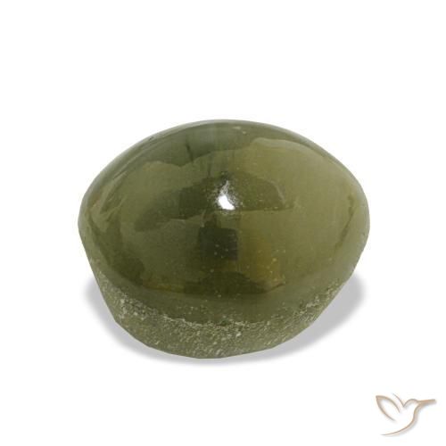Quartz Cat's Eye Gemstone in 12 x 10 mm (calibrated) Size for Sale, Quartz Cat's Eye Stone in Yellowish Green Color