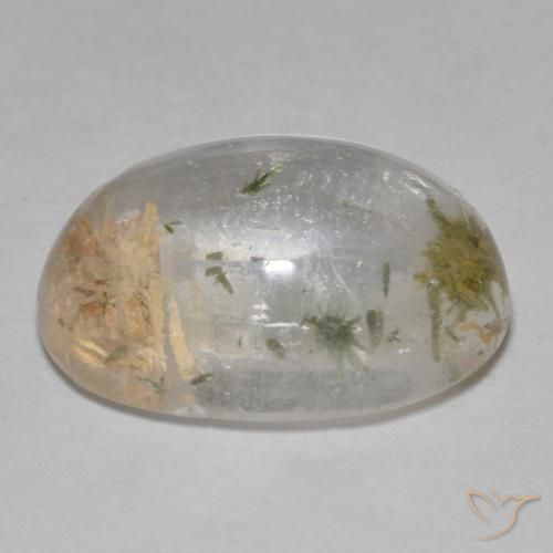 Quartz With Hedenbergite Gemstone in 19.8 x 13.3 mm Size for Sale, Quartz With Hedenbergite Stone in Multicolor Color