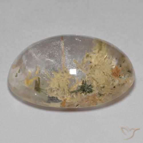 Quartz With Hedenbergite Gemstone in 20.9 x 15 mm Size for Sale, Quartz With Hedenbergite Stone in Multicolor Color