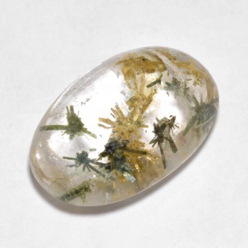 Multicolor Quartz With Hedenbergite Gem - 14.7ct Oval Cabochon (ID: 604682)