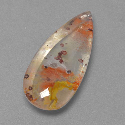 8.01 ct Multicolor Quartz With Marcasite Stone, Natural Quartz With Marcasite in Pear Cabochon Shape for Sale