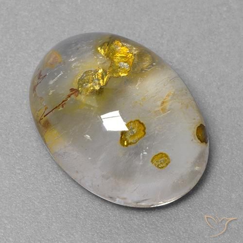 9.31 ct Multicolor Quartz With Marcasite Stone, Natural Quartz With Marcasite in Oval Cabochon Shape for Sale