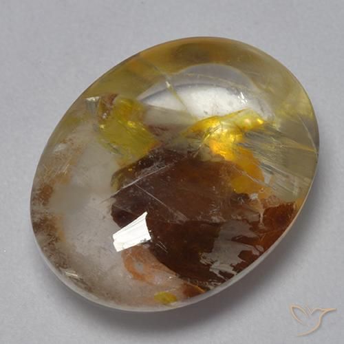 9.40 ct Multicolor Quartz With Marcasite Stone, Natural Quartz With Marcasite in Oval Cabochon Shape for Sale