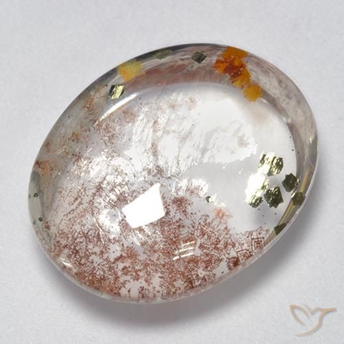 11.95 ct Multicolor Quartz With Marcasite Stone, Natural Quartz With Marcasite in Oval Cabochon Shape for Sale