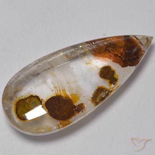 25.27 ct Pear Quartz With Marcasite, 32.3 x 14.1 mm From Brazil, Photo A