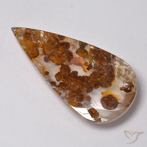 31.25 ct Multicolor Quartz With Marcasite Stone, Natural Quartz With Marcasite in Pear Cabochon Shape for Sale