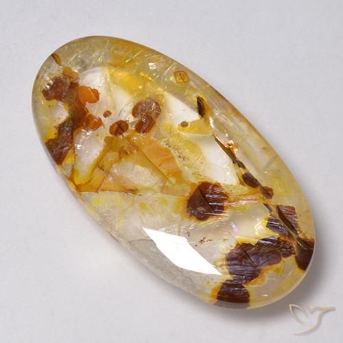 31.46 ct Multicolor Quartz With Marcasite Stone, Natural Quartz With Marcasite in Oval Cabochon Shape for Sale
