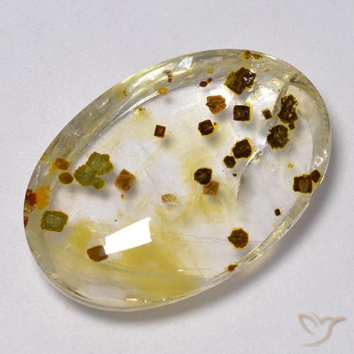 30.76 ct Multicolor Quartz With Marcasite Stone, Natural Quartz With Marcasite in Oval Cabochon Shape for Sale