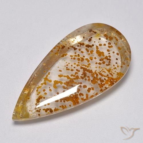 32.95 ct Multicolor Quartz With Marcasite Stone, Natural Quartz With Marcasite in Pear Cabochon Shape for Sale