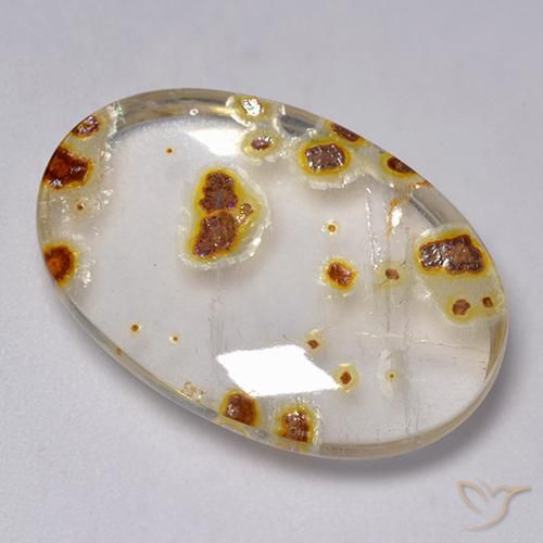 22.64 ct Multicolor Quartz With Marcasite Stone, Natural Quartz With Marcasite in Oval Cabochon Shape for Sale